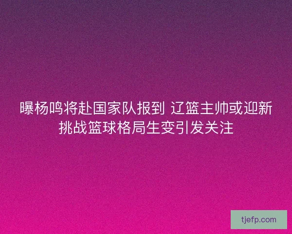 曝杨鸣将赴国家队报到 辽篮主帅或迎新挑战篮球格局生变引发关注