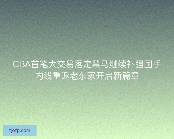 CBA首笔大交易落定黑马继续补强国手内线重返老东家开启新篇章 CBA首笔大交易落定黑马继续补强国手内线重返老东家开启新篇章