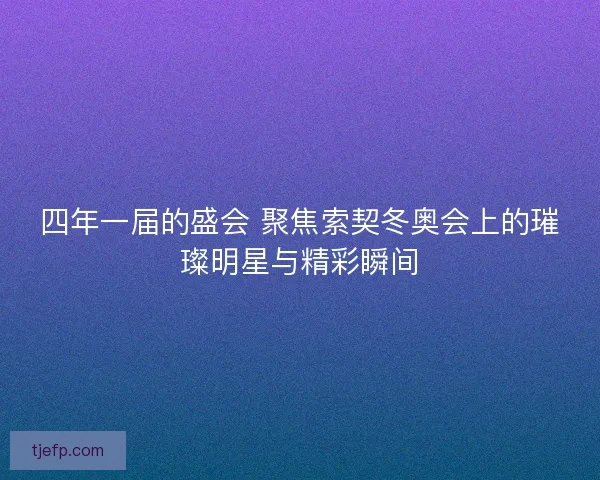 四年一届的盛会 聚焦索契冬奥会上的璀璨明星与精彩瞬间