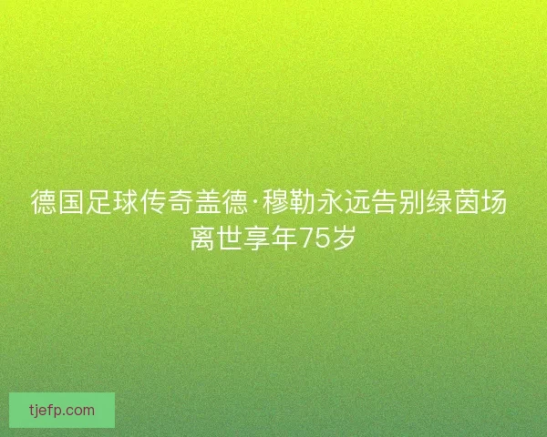 德国足球传奇盖德·穆勒永远告别绿茵场 离世享年75岁