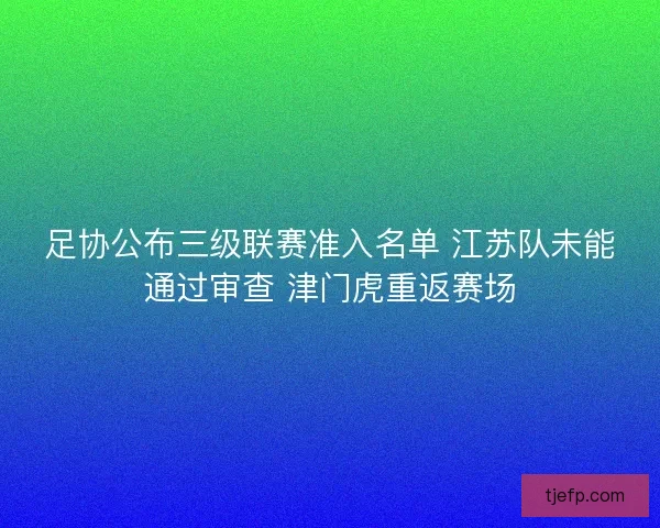 足协公布三级联赛准入名单 江苏队未能通过审查 津门虎重返赛场 足协公布三级联赛准入名单 江苏队未能通过审查 津门虎重返赛场